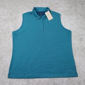 Nike Golf Polo Shirt NWT Womens 2XL Blue AOP Victory Dri-Fit Sleeveless Tank Top